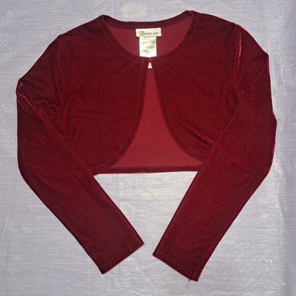 Bonnie Jean Red Ivory & Metallic Bow Front Plaid Dress with Cardigan Size 12 - Picture 7 of 14